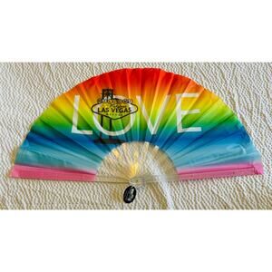 NWT Las Vegas Pride Rainbow Accordion Style Large Folding Fan